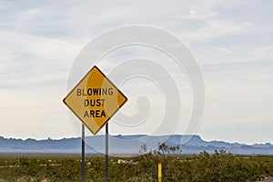 Blowing Dust Area sign on Interstate 10