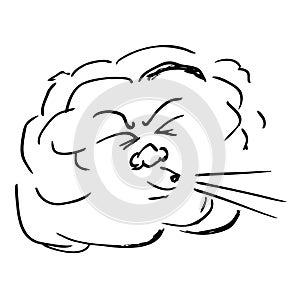 blowing face of cloud, simple vector hand draw sketch doodle