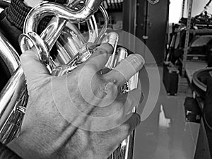 Blowing Sousaphone rehearsing a big concert photo