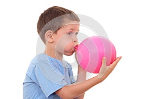 Blowing up balloon photo