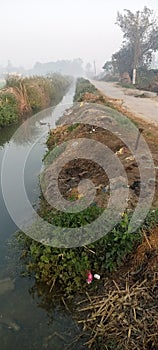 Blowing water in the canel with way togather