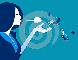 Blown away. Manager dismiss employees. Concept business labor vector illustration