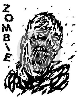 Blown away by the wind dead man zombie. Vector illustration.