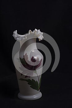 Blown glass vase with floral pattern