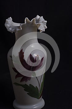 Blown glass vase with floral pattern