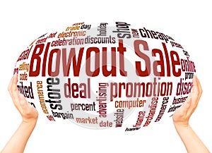 Blowout sale word cloud sphere concept