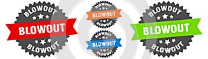 blowout sign. round ribbon label set. Seal