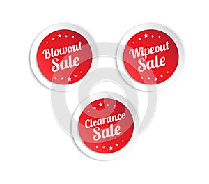 Blowout, Wipeout & Clearance Sale Shopping Sticker Set