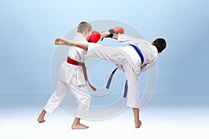 Blows and blocks do athletes in karategi