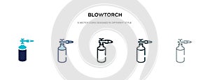 Blowtorch icon in different style vector illustration. two colored and black blowtorch vector icons designed in filled, outline,