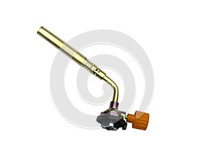 Blowtorch to gas bottle isolated on white background