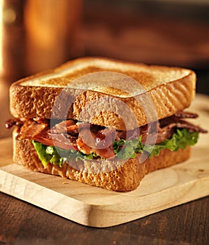 BLT bacon lettuce tomato sandwich close up photo