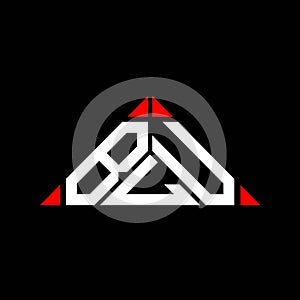 BLU letter logo creative design with vector graphic, BLU simple and modern logo in triangle shape