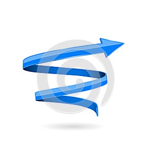Blue 3d arrow. Spiral web icon