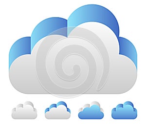 Blue 3d cloud icon. icon for tech, technology or weather, meteor