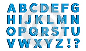 Blue 3D English Letters with Exclamation and Interrogative Sign
