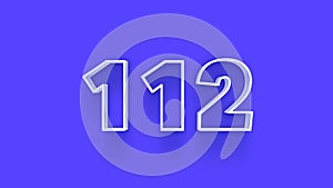 Blue 3d symbol of 112 number icon on Blue background