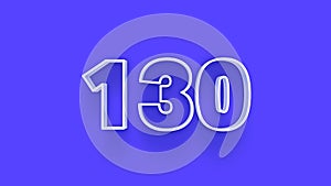 Blue 3d symbol of 130 number icon on Blue background