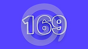 Blue 3d symbol of 169 number icon on Blue background