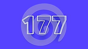 Blue 3d symbol of 177 number icon on Blue background