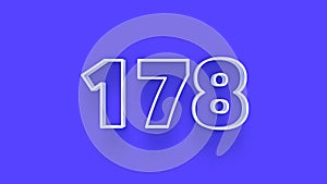 Blue 3d symbol of 178 number icon on Blue background