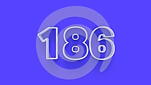Blue 3d symbol of 186 number icon on Blue background