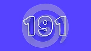 Blue 3d symbol of 191 number icon on Blue background