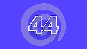 Blue 3d symbol of 44 number icon on Blue background