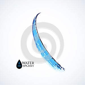Blue 3D water splash isolated on white