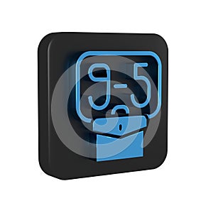 Blue From 9-5 icon isolated on transparent background. Black square button.