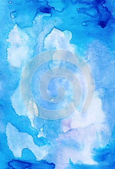 Blue abstract artistic background painted with watercolors for d