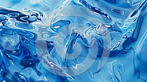 Blue abstract background for design with smooth transparent lines and waves. Glare and reflections on the surface of clear water