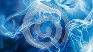 Blue abstract background for design with smooth transparent lines and waves in the shape of smoke