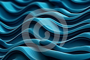 Blue abstract background with smooth lines. 3d rendering, 3d illustration with Generative AI.