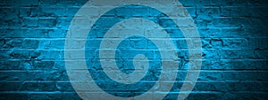Blue abstract colored colorful damaged rustic brick wall brickwork stonework masonry texture background banner panorama panormic