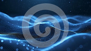 Blue abstract digital wave with dots. Sound wave, big data, network connection