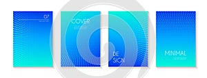 Blue abstract dotted vector cover templates. Minimal creative gradient backgrounds for business banners, brochures