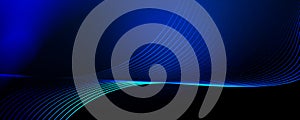 Blue abstract dynamic lines wavy background. Futuristic hi-technology concept. Vector illustration