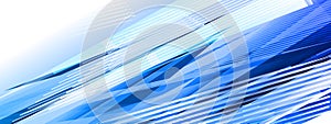 Blue abstract dynamic rectangular banner. Lines, angular shapes