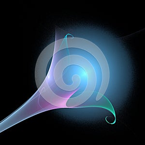 blue abstract element on black background, digital graphic, background