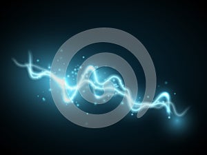 Blue abstract energy shock effect. Electric discharge. Vector illustration