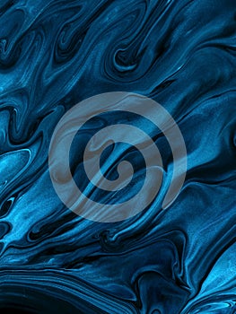 Blue abstract fantastic creative hand painted background, marble and brush texture, abstract ocean, neon, acrylic painting photo