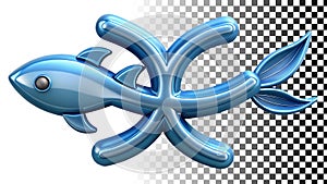 Blue abstract fish, stylized sea creature, modern aquatic icon png transparent image Generative AI photo
