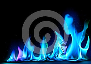 Blue Abstract Flames with Sparks
