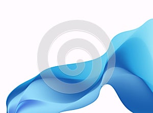 Blue abstract fractal background. Colorful waves like a veil or scarf on white backdrop. Bright modern digital art. Creative graph