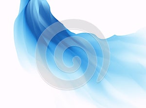 Blue abstract fractal background. Colorful waves like a veil or scarf on white backdrop. Bright modern digital art. Creative graph