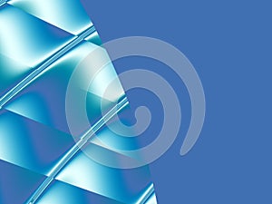 Blue abstract fractal background with a decorative design on the left side