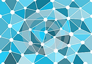 Blue abstract geometric background with triangles, circles and lines for wallpaper, backdrop, banner and illustration. Vector.