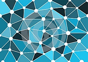 Blue abstract geometric background with triangles, circles and lines for wallpaper, backdrop, banner and illustration. Vector.