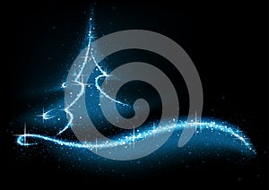 Blue Abstract Glittering Christmas Tree